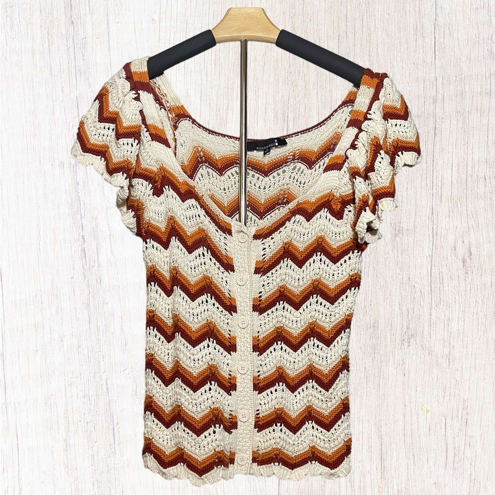 Broadway Crochet Button Up Blouse